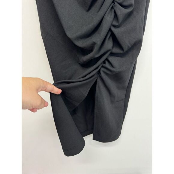 B. Darlin Black Dress Juniors Size 5 Short Sleeve Ruched Back Zip NEW - Picture 5 of 9